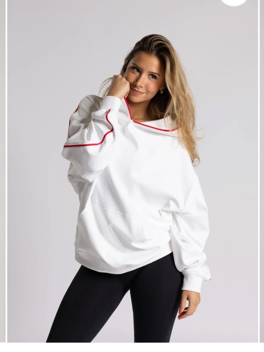P’tula Resort oversized Pullover Hoodie with Red Trim